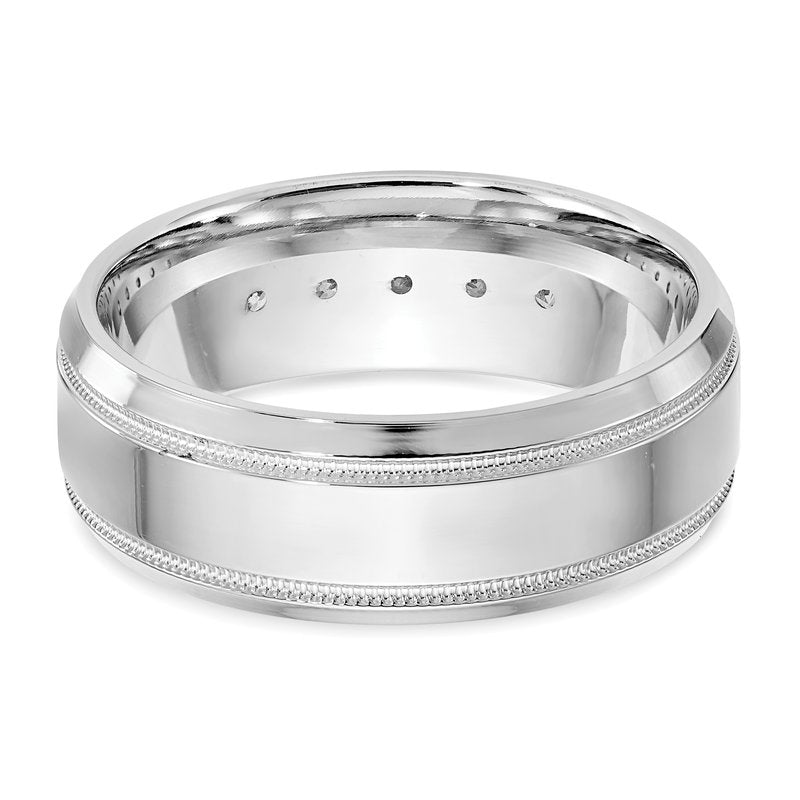 14K White Gold 1/2 carat Lab Grown Diamond VS+ F+ Size 10 Complete Bevel Miligrain Band