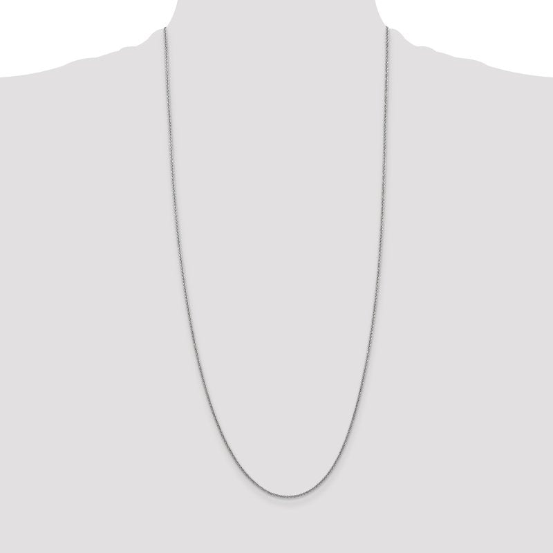 14K White Gold 10 inch 1.4mm Round Open Link Cable with Lobster Clasp Anklet