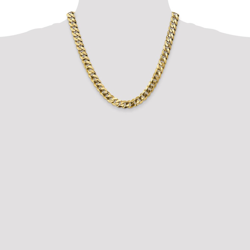 14K 26 inch 9.5mm Flat Beveled Curb with Lobster Clasp Chain