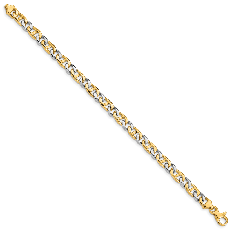 14K Two-tone 18 inch 5.6mm Hand Polished Fancy Link with Fancy Lobster Clasp Chain