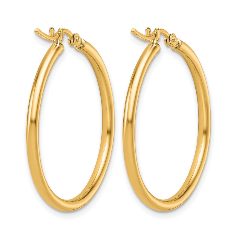 14K 2x30mm Polished Hoop Earrings