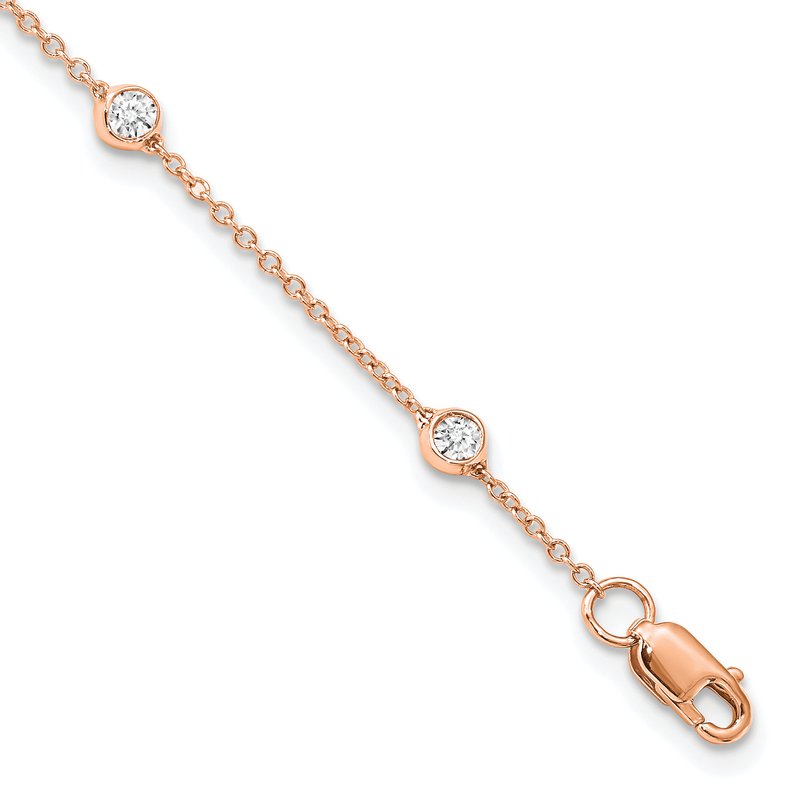 14K Rose Gold 3/8 carat Lab Grown Diamond VS+ F+ Complete 7 Station 7 in Bracelet