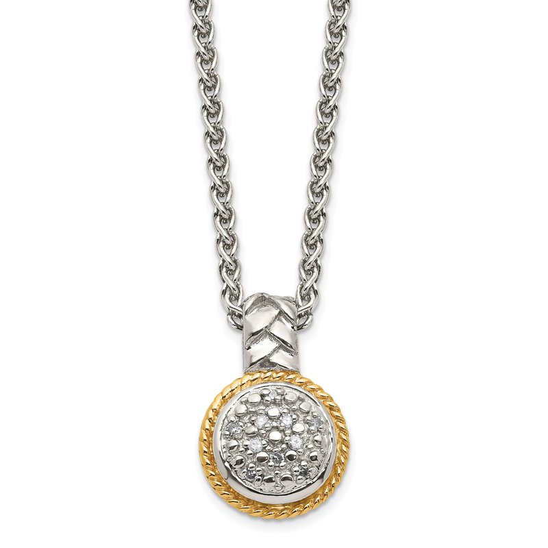 Sterling Silver Rhodium-plated with 14K Accent 18 Inch Polished Diamond Necklace