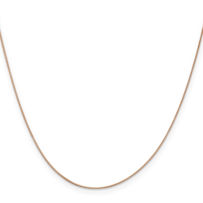 14K Rose Gold .5mm Baby Box with Lobster Clasp Chain