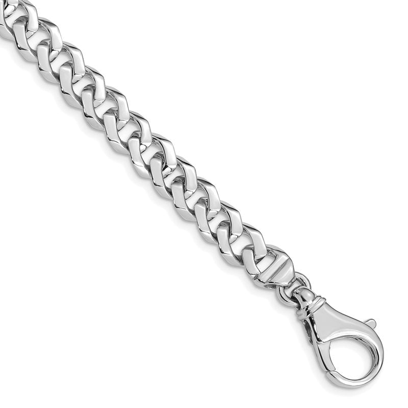 14K White Gold 18 inch 8mm Hand Polished Fancy Link with Fancy Lobster Clasp Chain