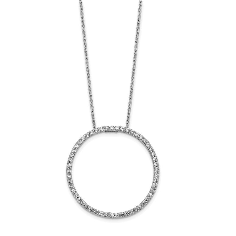 14k White Gold 1/4 carat Diamond Circle 18 inch Necklace