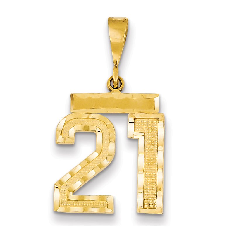 14k Medium Diamond-cut Number 21 Charm