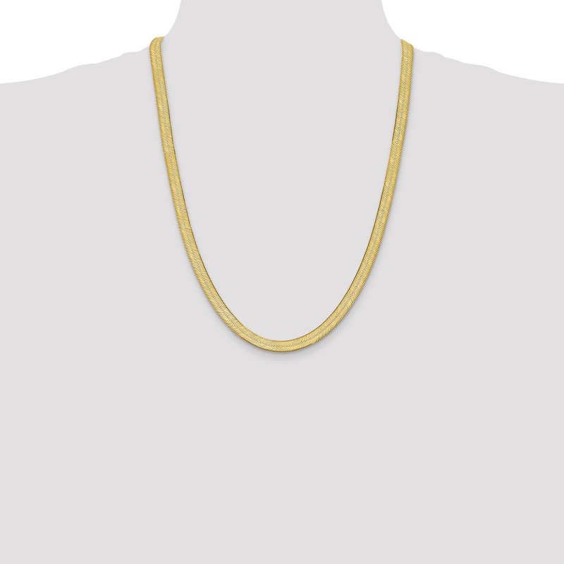 14K 16 inch 6.5mm Silky Herringbone with Lobster Clasp Chain