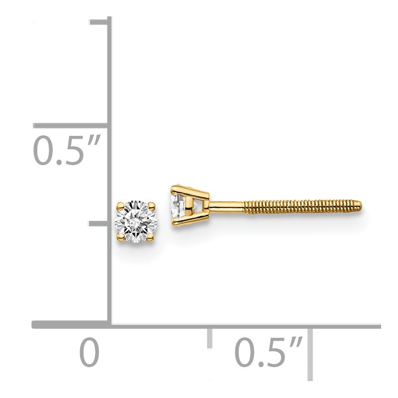 14ky .10ct. SI3 G-I Diamond Stud Thread on/off Post Earrings