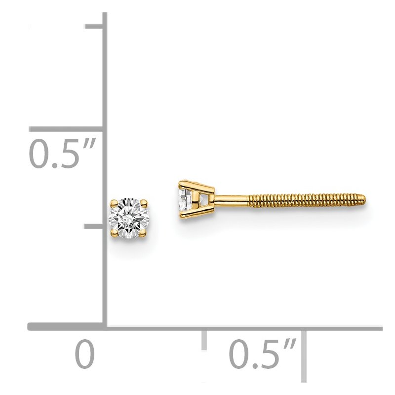 14ky .10ct. SI3 G-I Diamond Stud Thread on/off Post Earrings