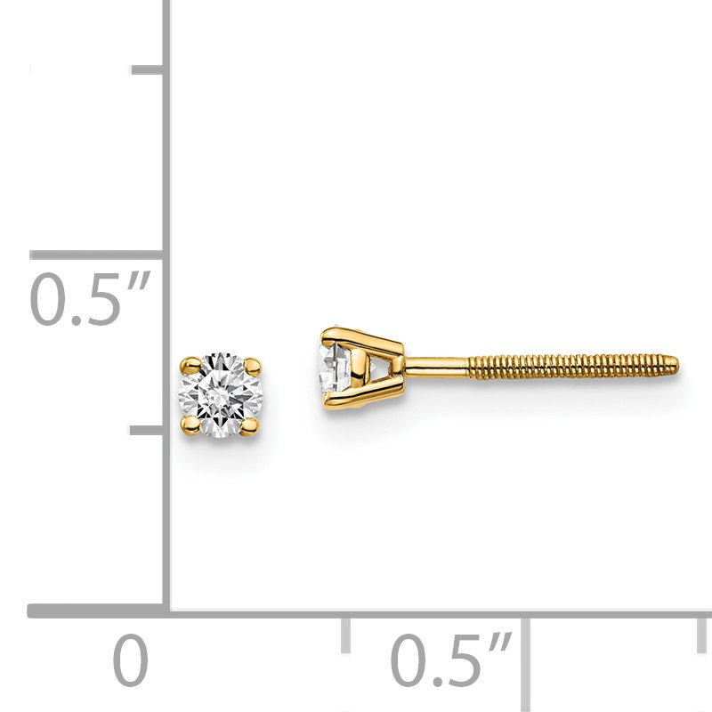 14ky .10ct. SI3 G-I Diamond Stud Thread on/off Post Earrings