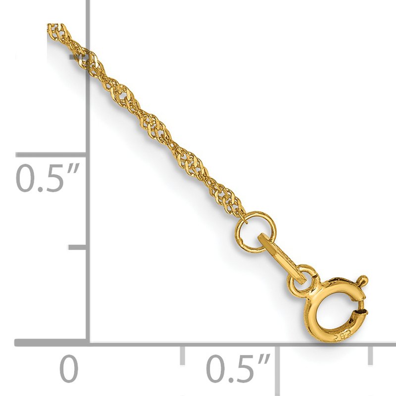 14K 14 inch 1.10mm Singapore with Spring Ring Clasp Chain