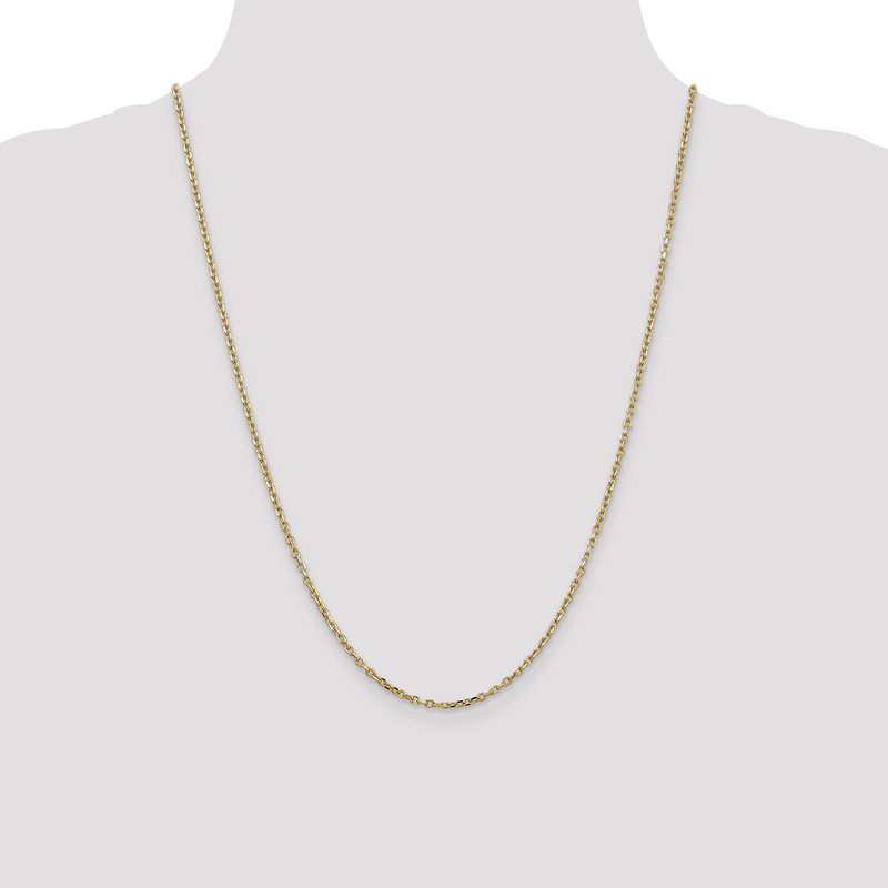 14K 26 inch 2.2mm Diamond-cut Round Open Link Cable with Lobster Clasp Chain