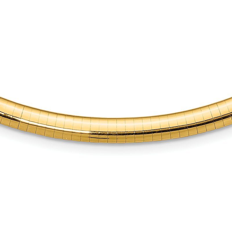 14k Polished 6mm Lightweight 16 inch Domed Omega Necklace