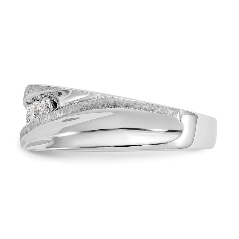 14K White Gold Men's 1/4 carat Lab Grown Diamond VS/SI  D E F  Brushed and Polished Band