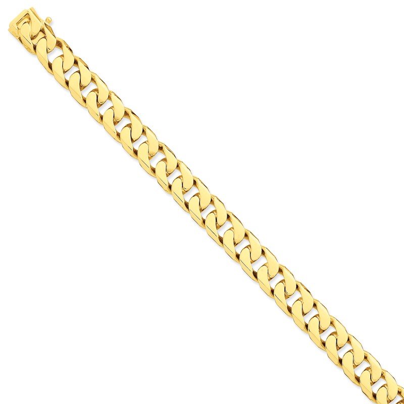 14K 20 inch 10.6mm Hand Polished Flat Beveled Curb Link with Box Catch Clasp Chain