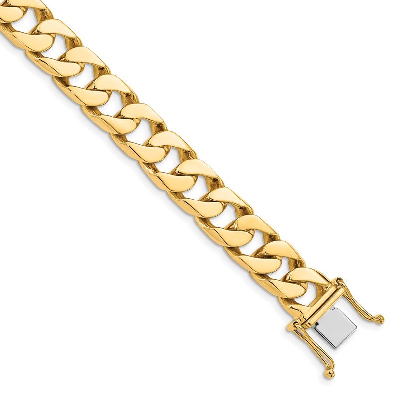 14K 20 inch 10.6mm Hand Polished Flat Beveled Curb Link with Box Catch Clasp Chain