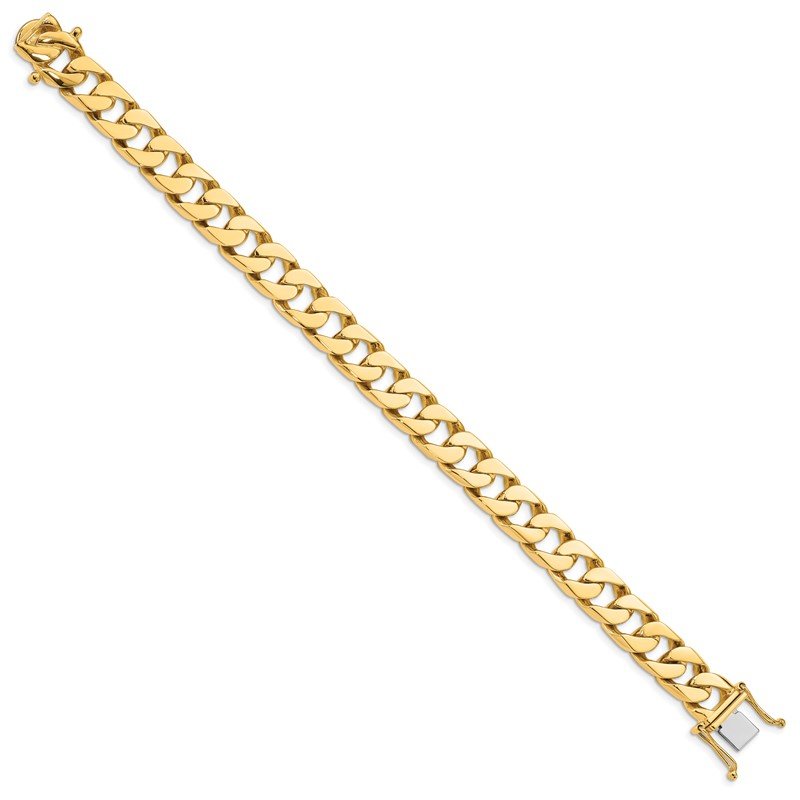 14K 20 inch 10.6mm Hand Polished Flat Beveled Curb Link with Box Catch Clasp Chain
