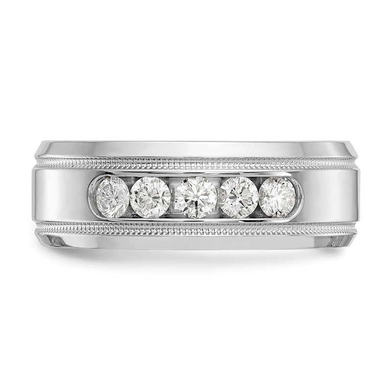14K White Gold 1/2 carat Lab Grown Diamond VS+ F+ Size 10 Complete Bevel Miligrain Band