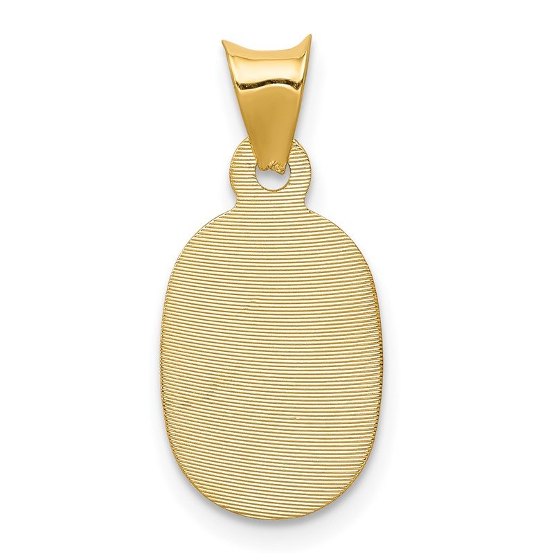 14K Polished Diamond-cut Corpus Oval Pendant