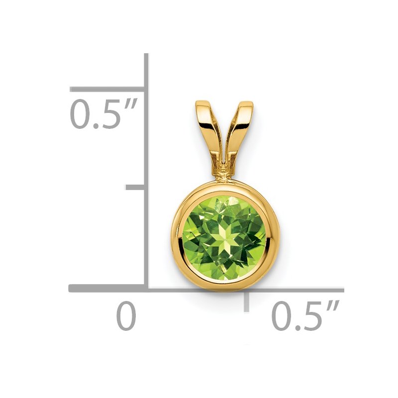 14k 6mm Round Peridot Bezel Pendant