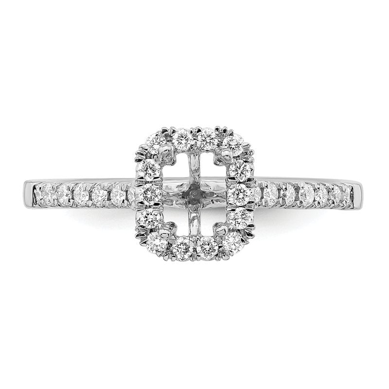14K White Gold 1/4 carat Lab Grown Diamond VS+ F+ Semi-Mount Emerald Halo Engagement Ring