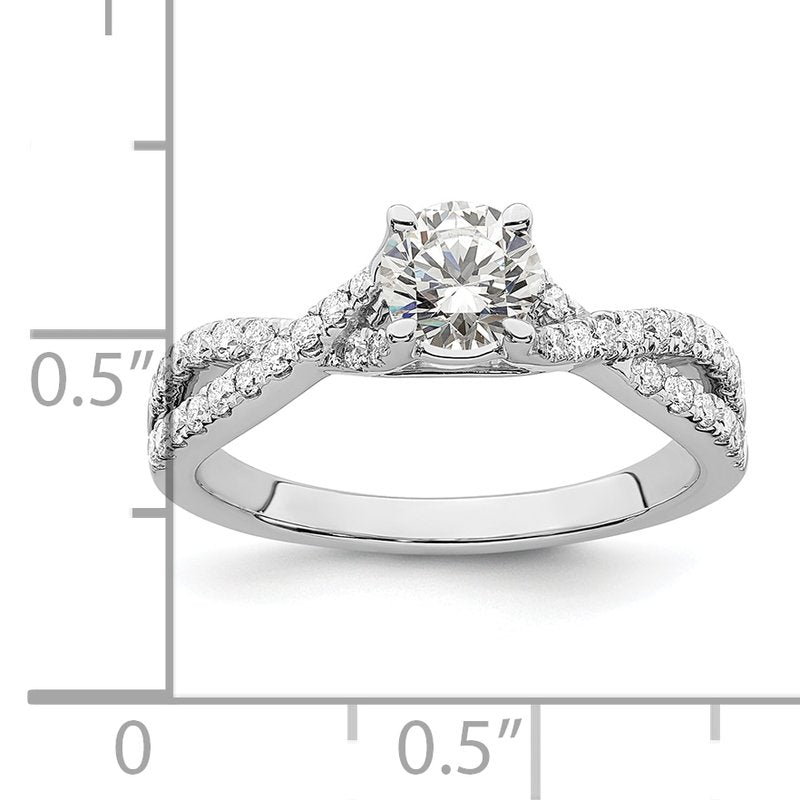 14K White Gold 3/8 carat Lab Grown Diamond VS/SI  D E F  Semi Mount Round By-Pass Engagement Ring