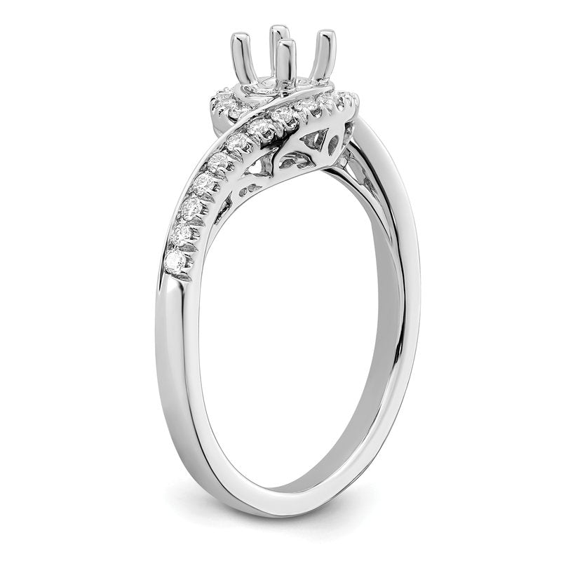 14K White Gold 1/4 carat Lab Grown Diamond VS/SI  D E F  Semi Mount Round By-Pass Engagement Ring