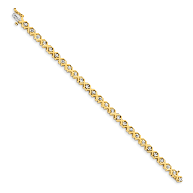 14k Complete 2.4 carat Round A Diamond 4-prong X-design 7 inch Tennis Bracelet