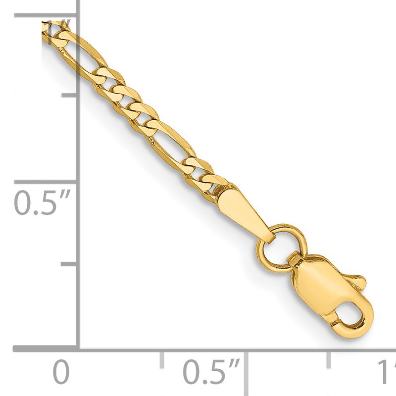 14K 26 inch 2.25mm Flat Figaro with Lobster Clasp Chain