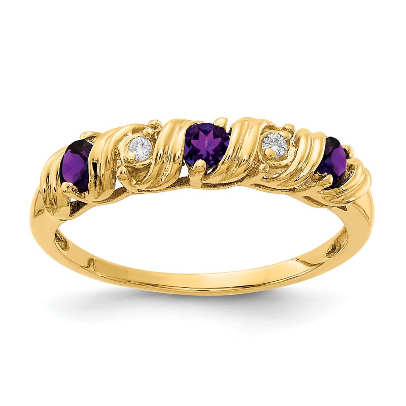 14k 2.75mm Amethyst A Diamond ring