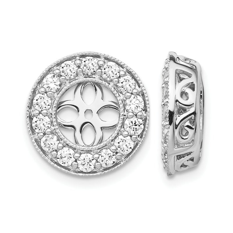 14K White Gold 1 carat Lab Grown Diamond VS+ F+ for 6-6.5mm Studs Complete Earring Jackets
