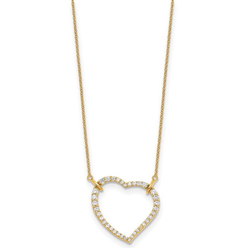 14k Rose Gold Polished 1/5 carat Diamond Heart 18 inch Necklace