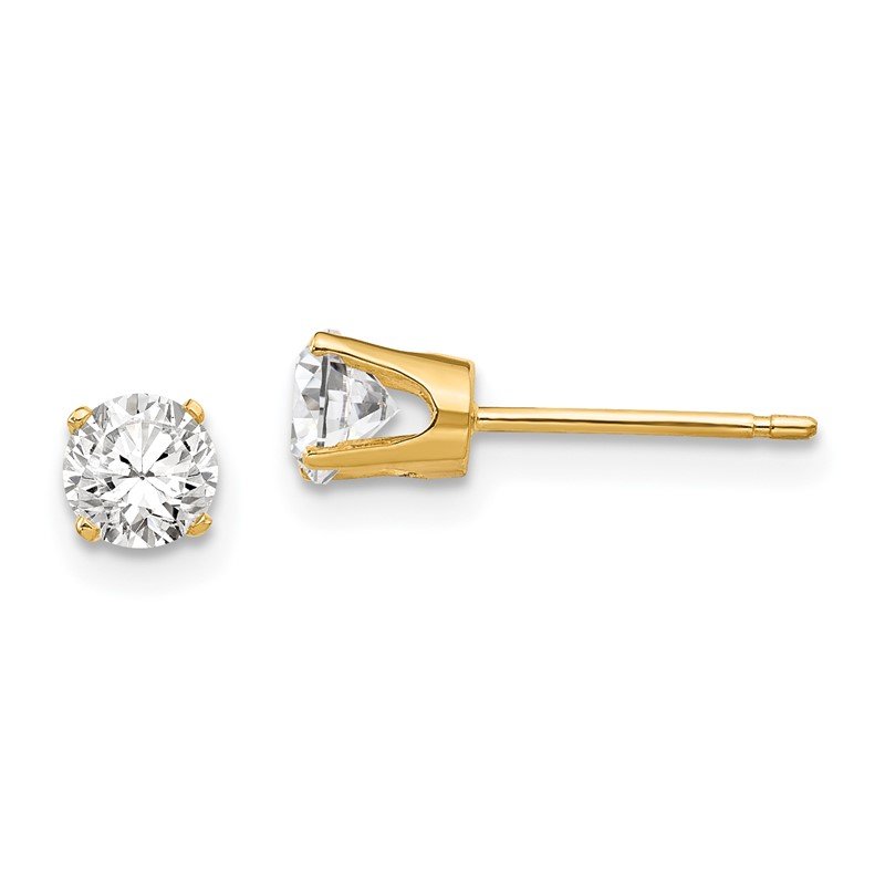 14k 4.25mm Round CZ Stud Earrings