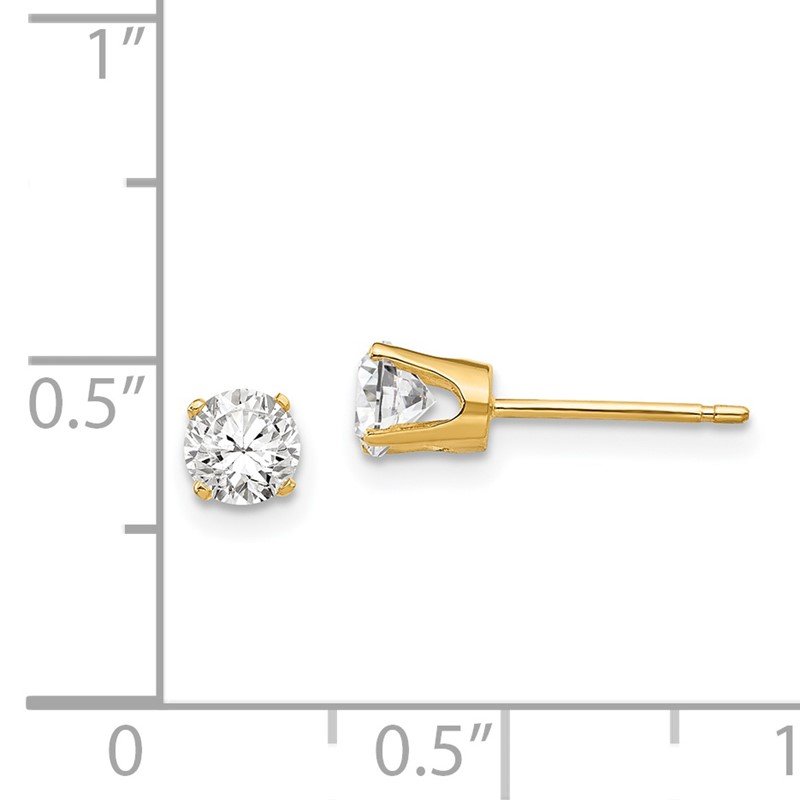 14k 4.25mm Round CZ Stud Earrings