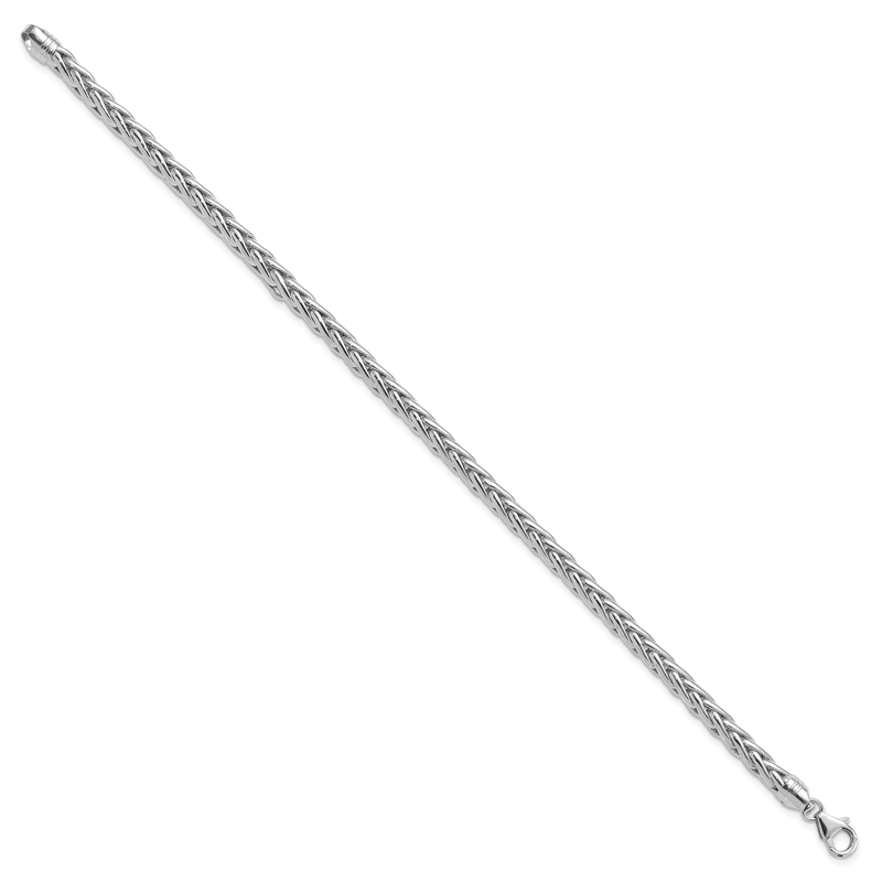 14k White Gold Polished 5.00mm Fancy Wheat Chain 8.5 inch Bracelet