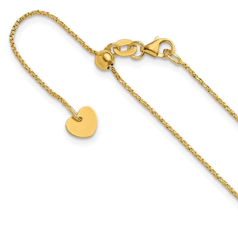 14K Adjustable .9mm D/C Twisted Box Chain