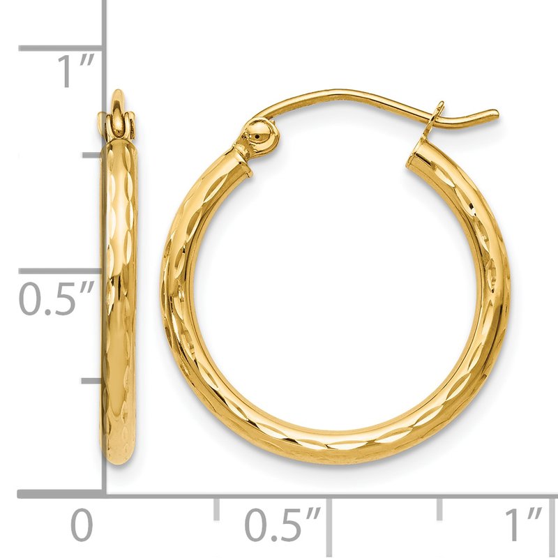 14K D/C Hinged Hoop Earrings