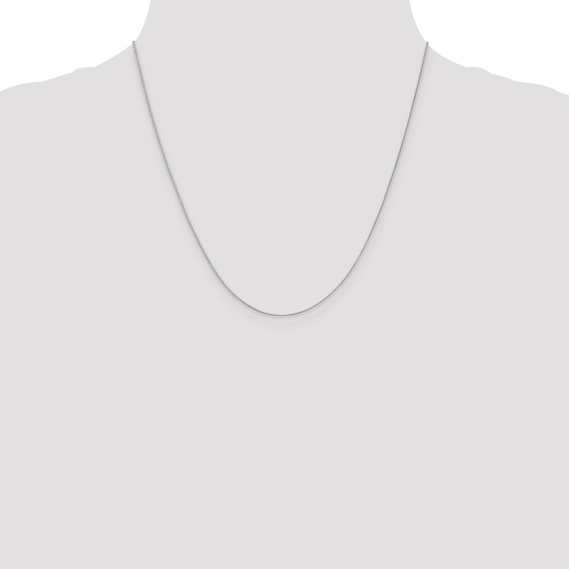 14K White Gold .5mm Baby Box with Lobster Clasp Chain