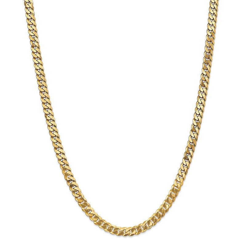 14K 26 inch 6.25mm Flat Beveled Curb with Lobster Clasp Chain