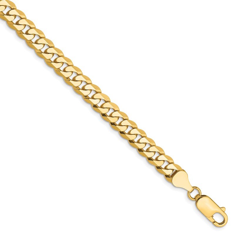 14K 26 inch 6.25mm Flat Beveled Curb with Lobster Clasp Chain