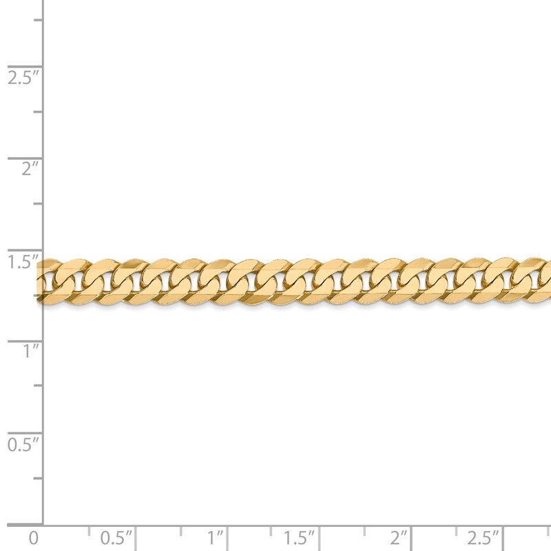 14K 26 inch 6.25mm Flat Beveled Curb with Lobster Clasp Chain