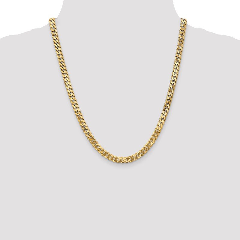 14K 26 inch 6.25mm Flat Beveled Curb with Lobster Clasp Chain