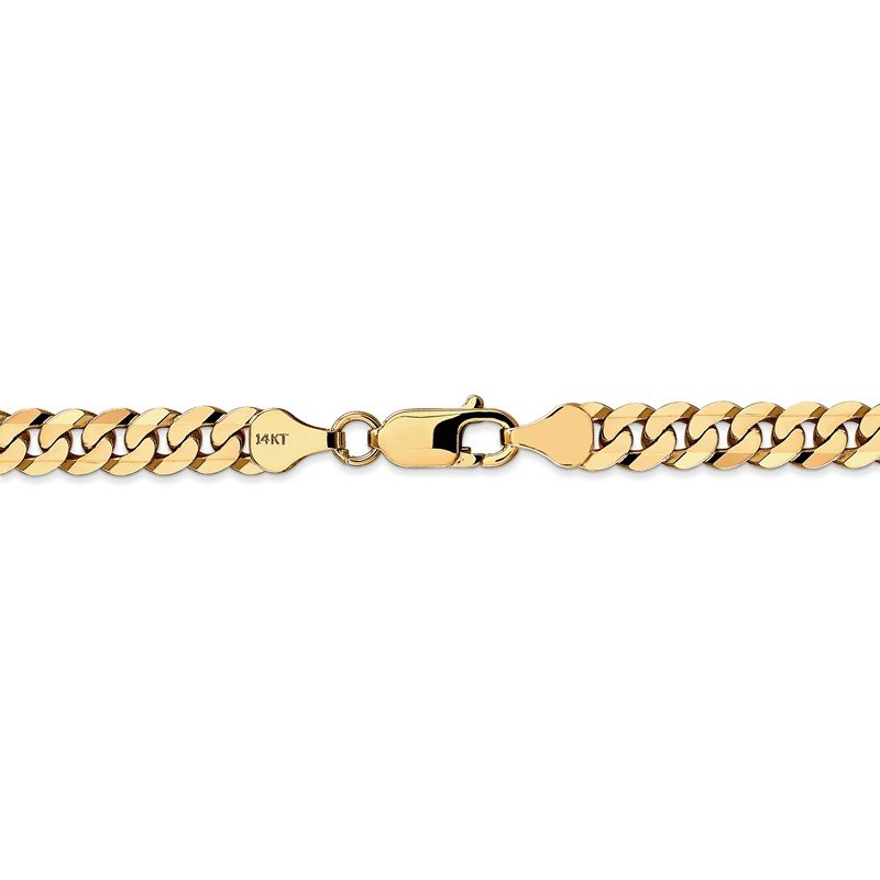 14K 26 inch 6.25mm Flat Beveled Curb with Lobster Clasp Chain