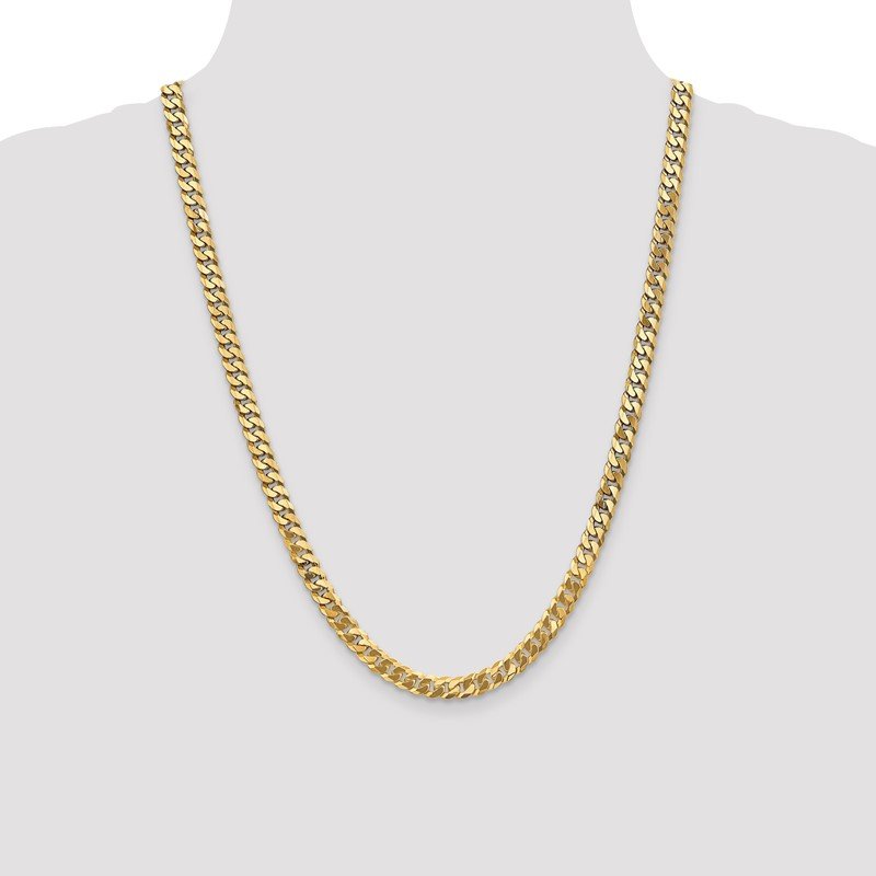 14K 26 inch 6.25mm Flat Beveled Curb with Lobster Clasp Chain