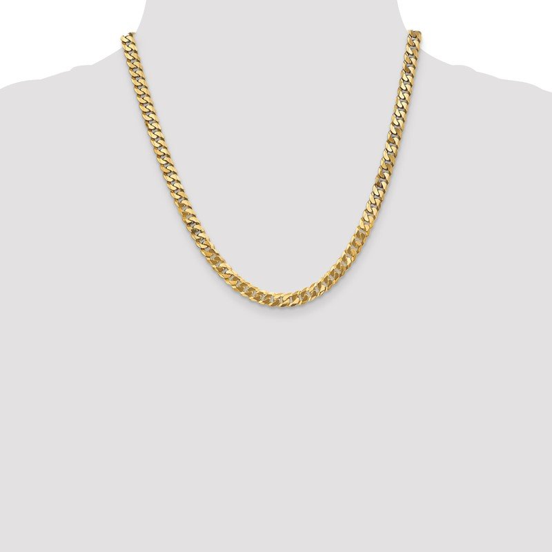 14K 26 inch 6.25mm Flat Beveled Curb with Lobster Clasp Chain
