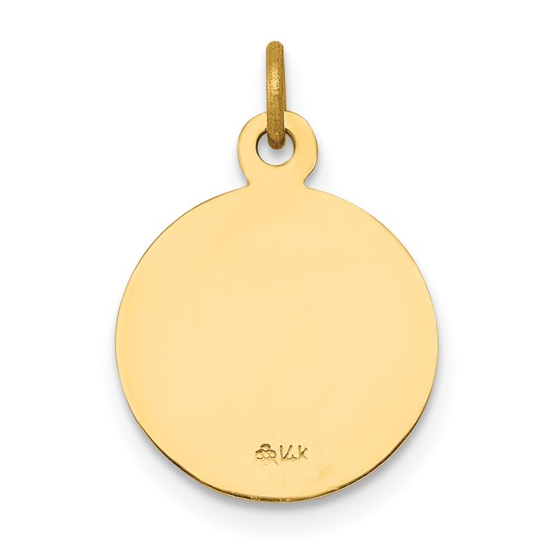14k Polished and Satin Solid Saint Joseph Medal Round Charm