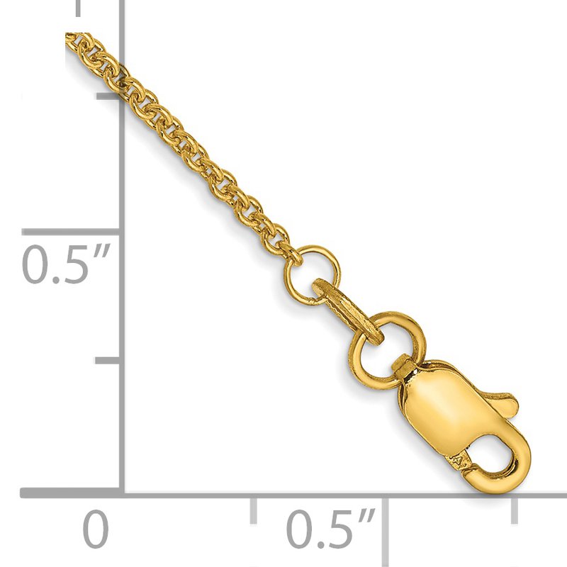 14K 10 inch 1.4mm Round Open Link Cable with Lobster Clasp Anklet