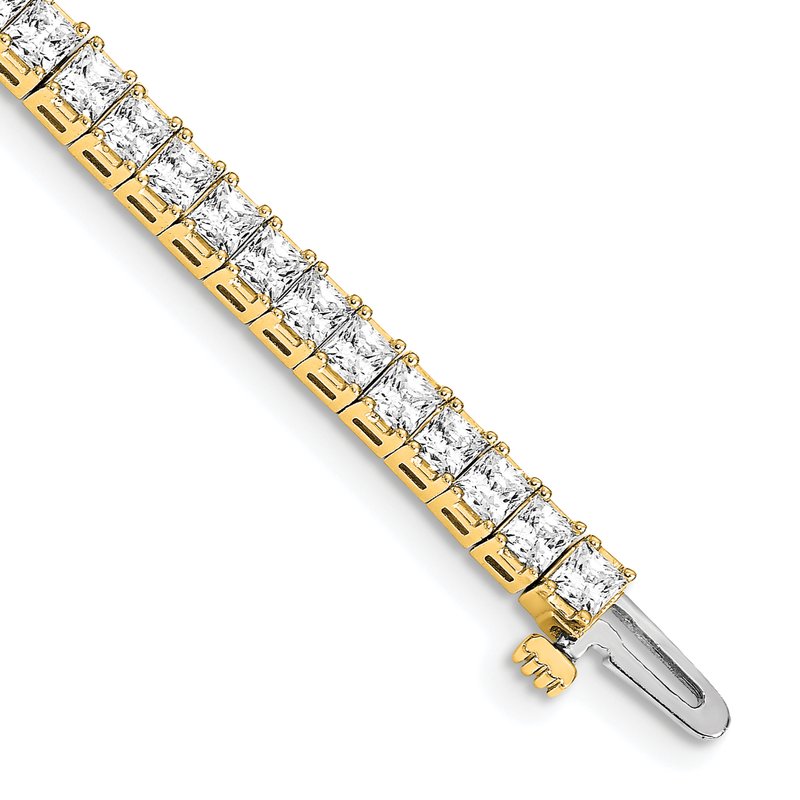 14k Complete 6.6 carat Princess AA Diamond 4-prong 7 inch Tennis Bracelet