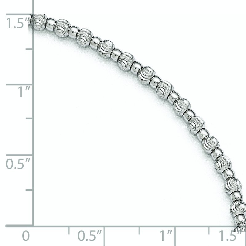 Sterling Silver Rhodium-plated Beaded 9 inch Plus 1 inch Extender - Total 10 inch Anklet